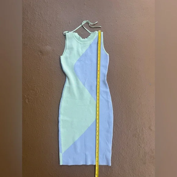 Aachoae Y2K Summer Sleeveless Bright Form-fitting Dress Green & Blue Size S - Picture 7 of 12